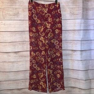 Forever 21 Floral Organza Flowy Palazzo Style Pants Medium
